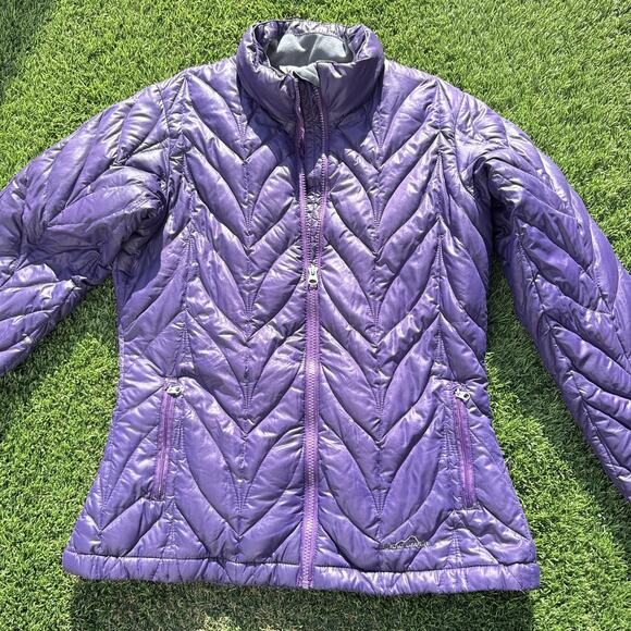 Eddie Bauer Jacket Womens Small Purple 700 Fill Goose Down Quilted Puffer S Coat - Picture 2 of 14